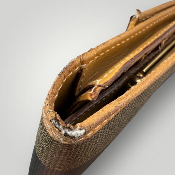 Vintage Fendi Pequin Stripe Canvas & Leather Wallet - Picture 8 of 16